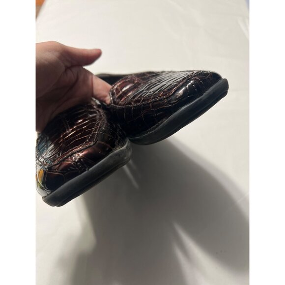 Clarks Metallic Brown Crocodile Print Loafers Size 9 Leather - Picture 4 of 10